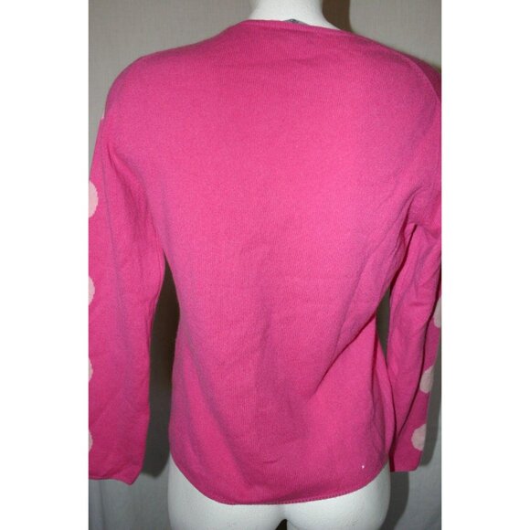 Charter Club Womens Pink Cashmere Sweater Polka Dot long Sleeves Size Medium - Picture 4 of 6